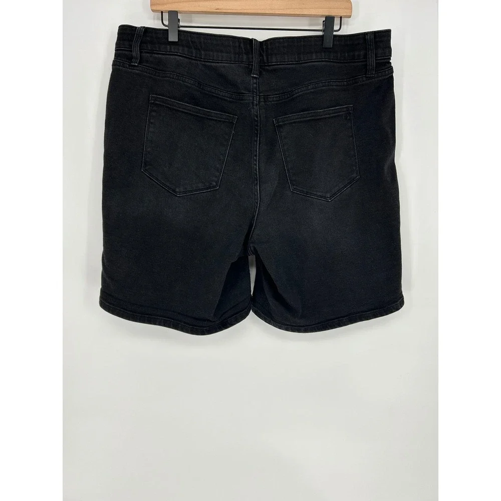 Lularoe Women's Black Bermuda Denim High Waisted Shorts- Size 36 Stretchy